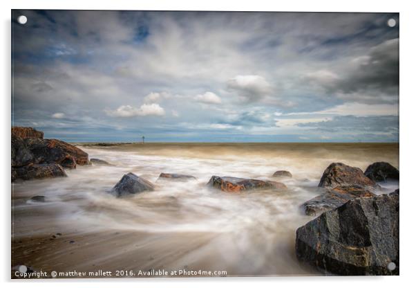 Rough Sea Sunny Day At Clacton  Acrylic by matthew  mallett