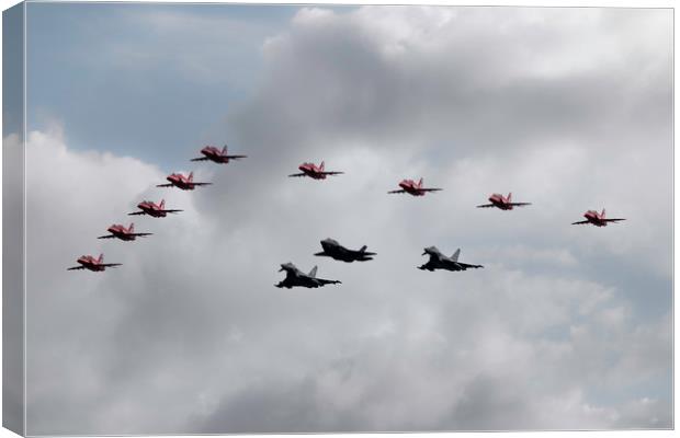 Red Arrows F35 and Typhoons Canvas Print by J Biggadike
