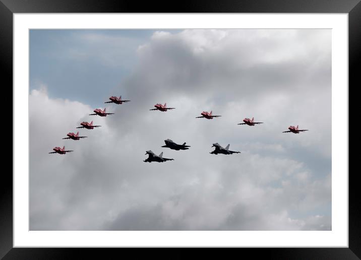 Red Arrows F35 and Typhoons Framed Mounted Print by J Biggadike