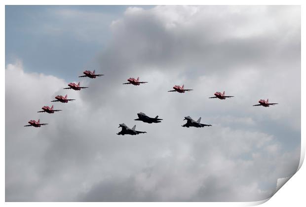 Red Arrows F35 and Typhoons Print by J Biggadike