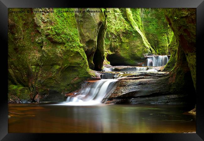 Finnich Gorge Waterfalls Framed Print by Stephen Lipton