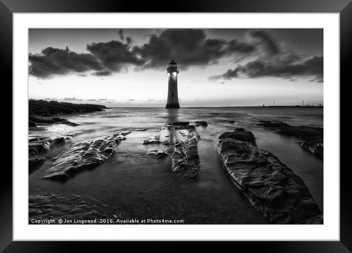 Perch Rock Lighthouse Framed Mounted Print by Jon Lingwood