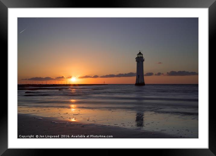 Sunset Over Perch Rock Framed Mounted Print by Jon Lingwood