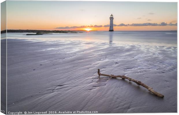 Sunset Over Perch Rock Canvas Print by Jon Lingwood