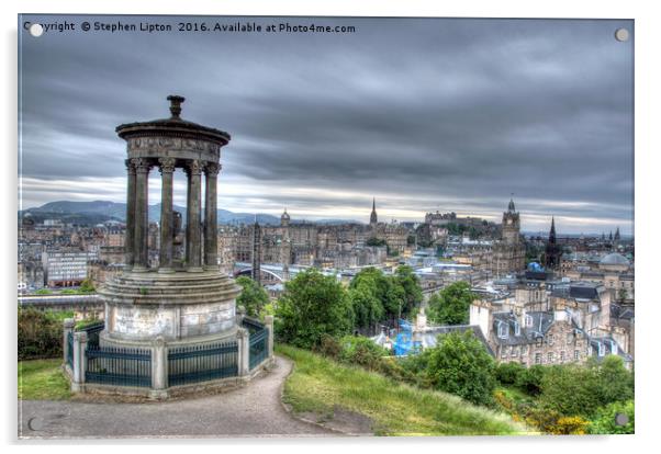 Edinburgh Skyline Acrylic by Stephen Lipton