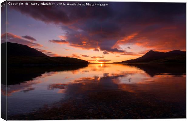 Assynt Sunset  Canvas Print by Tracey Whitefoot
