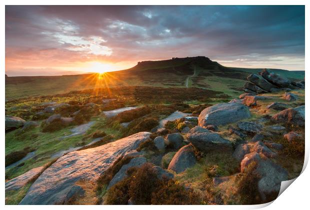 Carl Wark to Higger Tor Print by James Grant