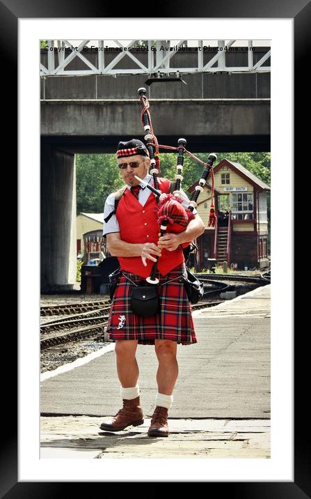Lone bagpiper Framed Mounted Print by Derrick Fox Lomax