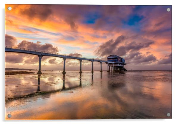 Stormy Lifeboat Station Sunset Acrylic by Wight Landscapes