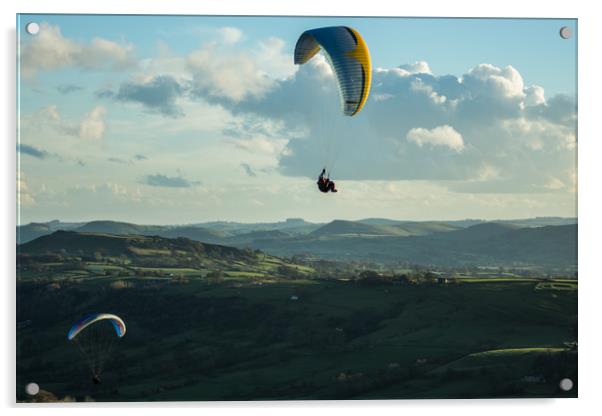 Paragliders over the Dove Valley Acrylic by James Grant