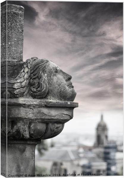 Monument Looking Over Glasgow Canvas Print by Anne McLuckie