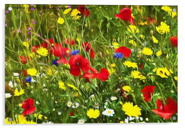 Artistic Wild Flowers Acrylic by Jim Jones