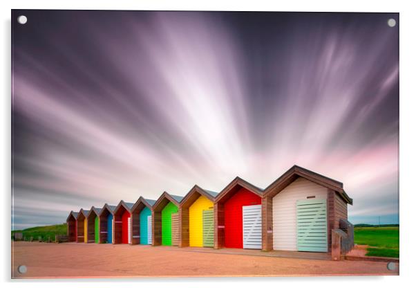 Blyth Beach Huts - Long Exposure Acrylic by Paul Appleby