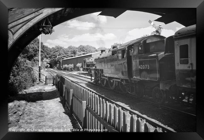 Haverthwaite & Lakeside Steam Railway              Framed Print by Charles Little