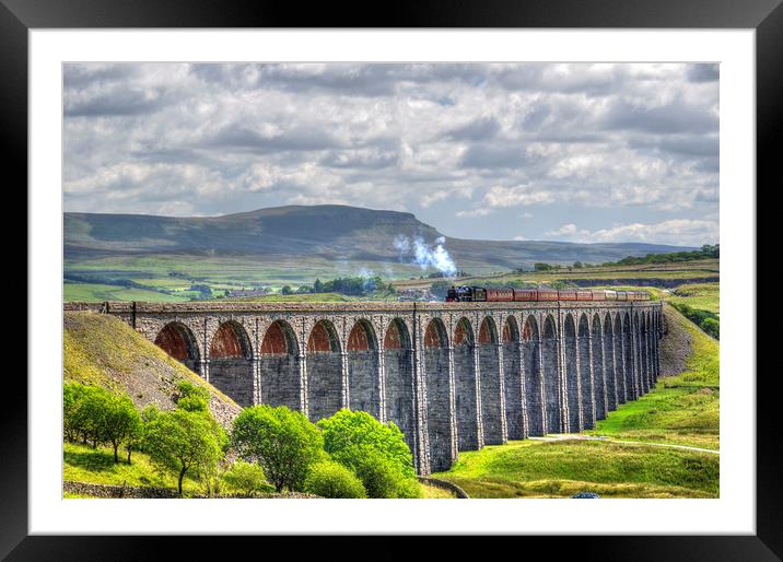 Steamer crosses Ribblehead Viaduct Framed Mounted Print by Simon Wells