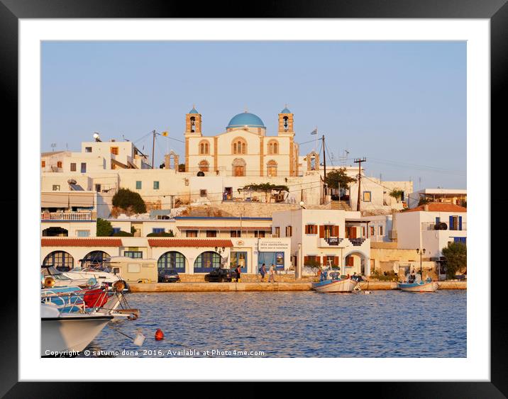 Lipsi town  - Lipsi Island - Dodecanese islands -  Framed Mounted Print by saturno dona