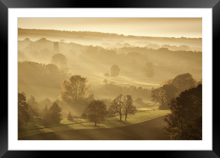 The downs in Autumn Framed Mounted Print by Ian Hufton