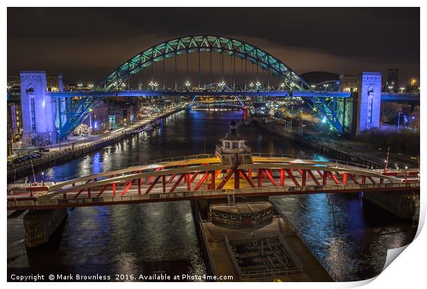 'Tyne Bridges Glow' Print by Mark Brownless