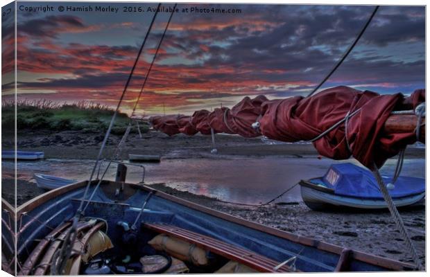 Burnham Overy Staithe sunset  Canvas Print by Hamish Morley