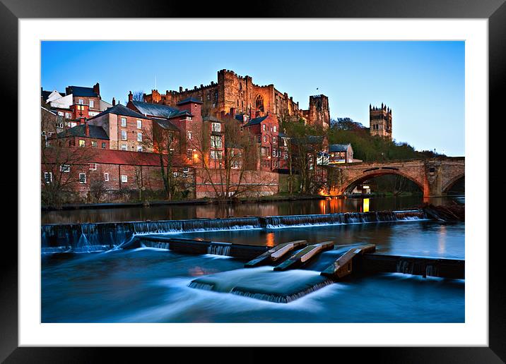 Dusk In Durham City Framed Mounted Print by David Lewins (LRPS)