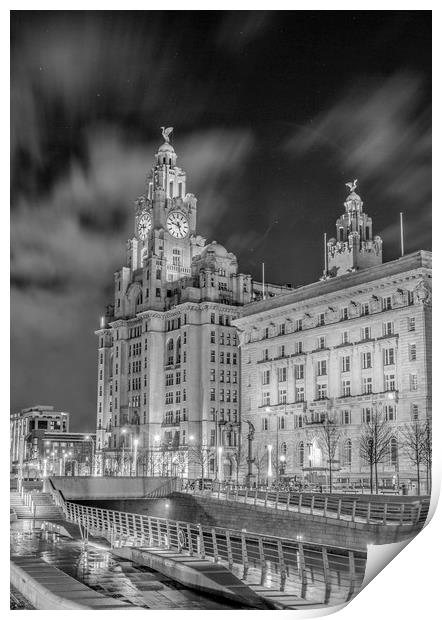 Liver Building Night Time Print Print by James Harrison
