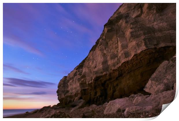 Hunstanton cliffs under the stars  Print by Simon Blatch