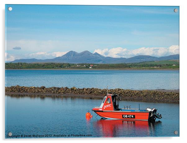 Paps of Jura from Islay Acrylic by Derek Wallace