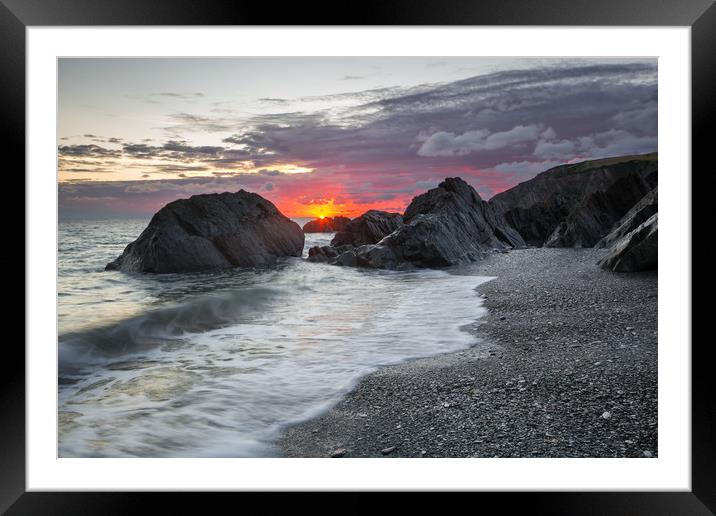 Sandy Cove Sunrise. Framed Mounted Print by Dave Wilkinson North Devon Ph