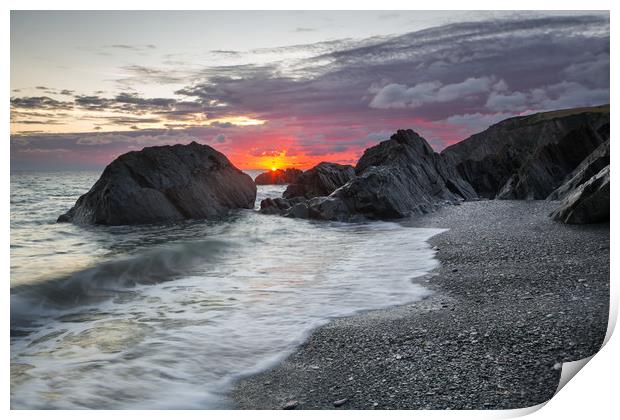 Sandy Cove Sunrise. Print by Dave Wilkinson North Devon Ph