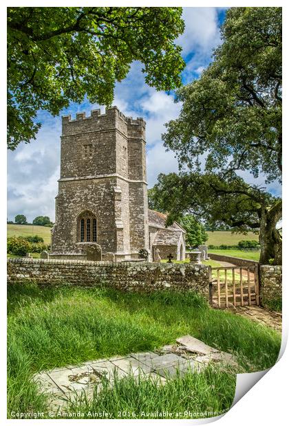 Whitcombe Church in Dorset Print by AMANDA AINSLEY