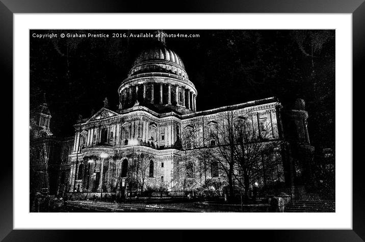 St. Paul's Cathedral, London, at Night Framed Mounted Print by Graham Prentice