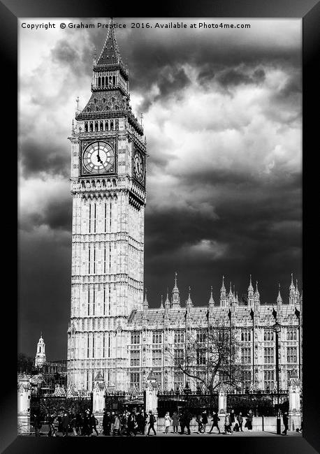 Storm Clouds Gather over the Houses of Parliament Framed Print by Graham Prentice