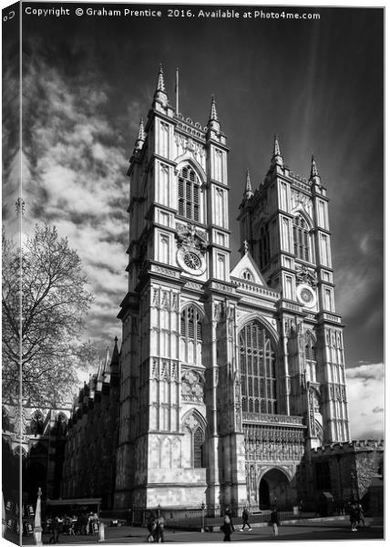Westminster Abbey, London in monochrome Canvas Print by Graham Prentice