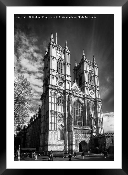 Westminster Abbey, London in monochrome Framed Mounted Print by Graham Prentice