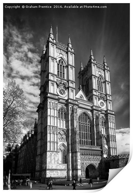 Westminster Abbey, London in monochrome Print by Graham Prentice