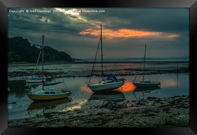 Cramond Harbour Sunset Framed Print by John Hastings