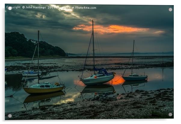 Cramond Harbour Sunset Acrylic by John Hastings