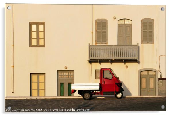 a  three wheeler pick-up in Mandraki Nisyros Dodec Acrylic by saturno dona