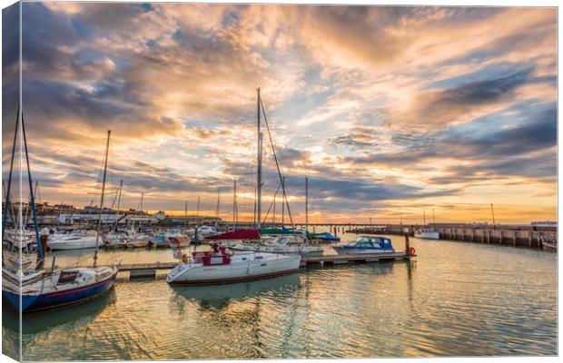Ryde Harbour Sunset 2 Isle Of Wight Canvas Print by Wight Landscapes