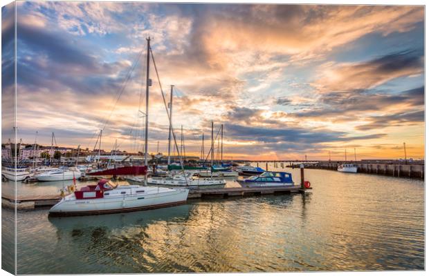 Ryde Harbour Sunset 3 Isle Of Wight Canvas Print by Wight Landscapes