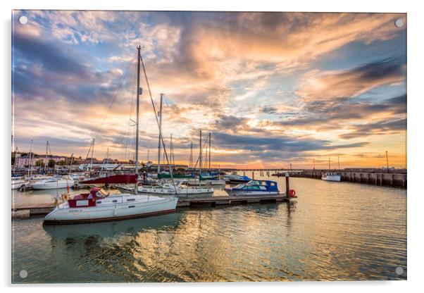 Ryde Harbour Sunset 3 Isle Of Wight Acrylic by Wight Landscapes