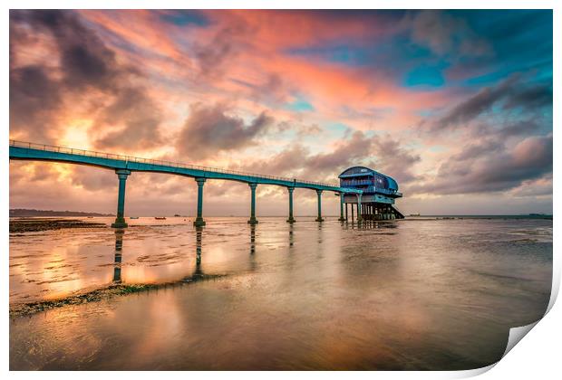 Stormy Lifeboat Station Sunset 2 Print by Wight Landscapes