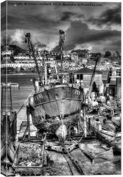 Fowey Polruan Shipyard Canvas Print by Simon Litchfield