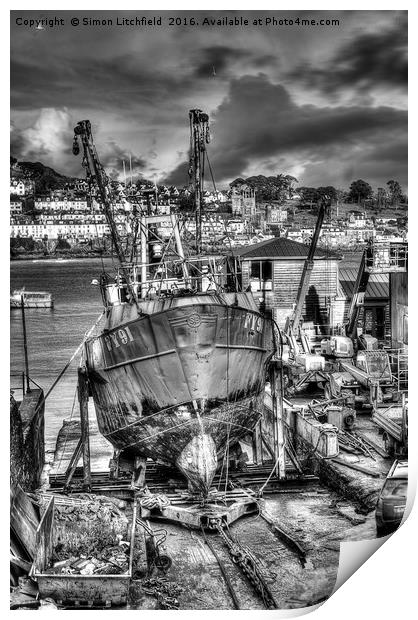 Fowey Polruan Shipyard Print by Simon Litchfield