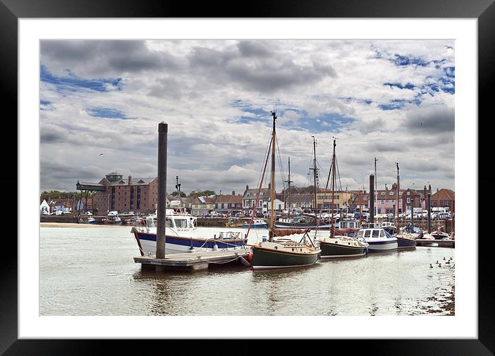 Boats moored in Wells Harbour Framed Mounted Print by Stephen Mole