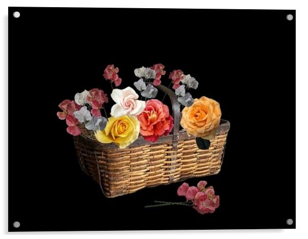 A basket of flowers Acrylic by Henry Horton