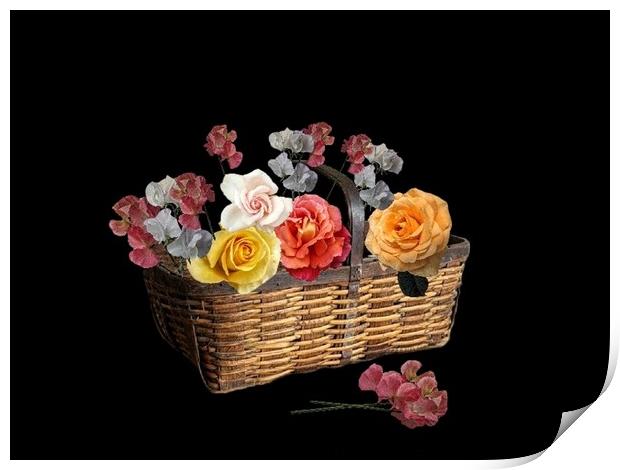 A basket of flowers Print by Henry Horton