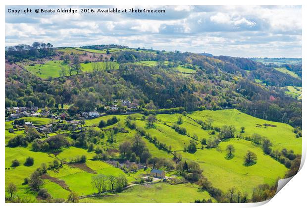 English countryside from Heights of Abraham, Derby Print by Beata Aldridge