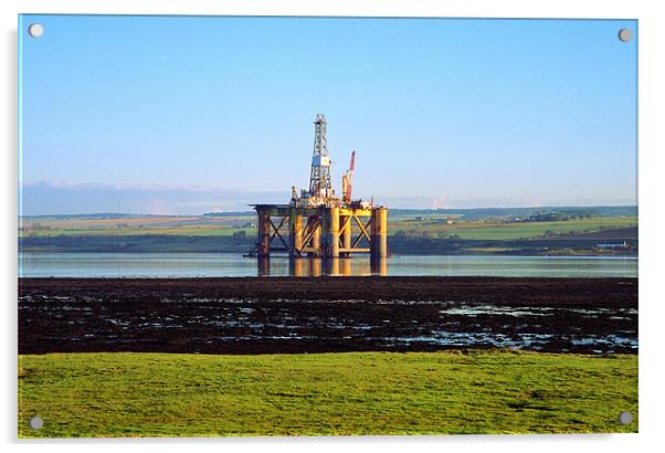 Oil Rig Acrylic by Derek Wallace