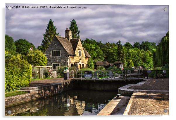 The Lock At Iffley Acrylic by Ian Lewis
